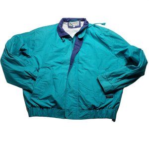 Vintage 90s Members Only Mens Teal Blue Windbreaker Full Zip Jacket L